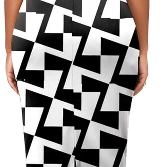 Women's Summer Bodycon Dress Short Sleeve Church Office Party Midi - Picture 3 of 7